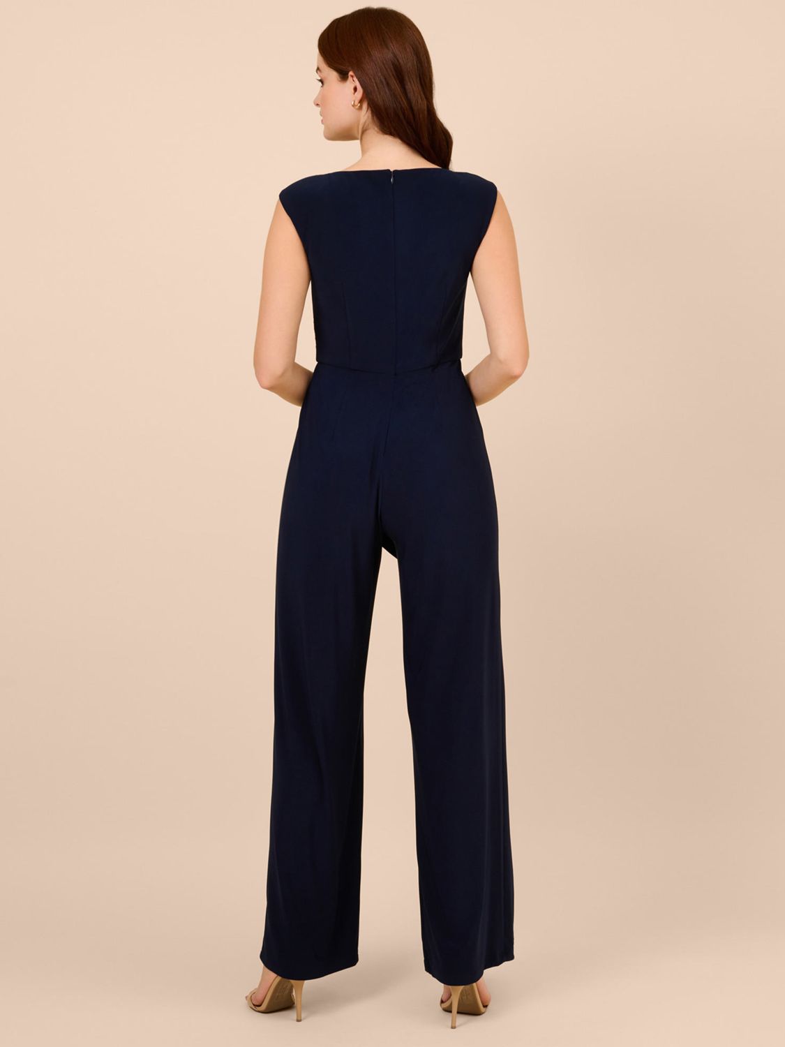 Adrianna Papell Jersey Draped Jumpsuit, Midnight at John Lewis & Partners