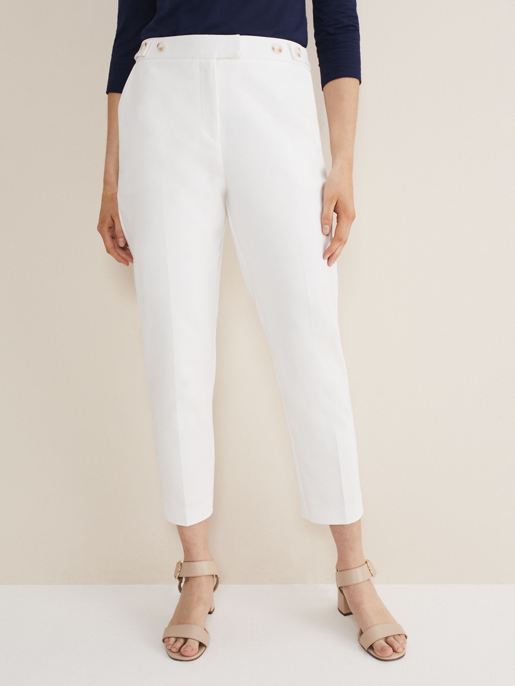Phase Eight Ulrica Ankle Grazer Trousers, White at John Lewis & Partners