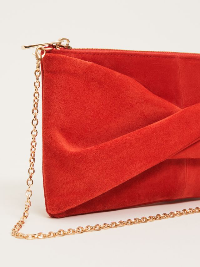 Red suede clutch on sale purse