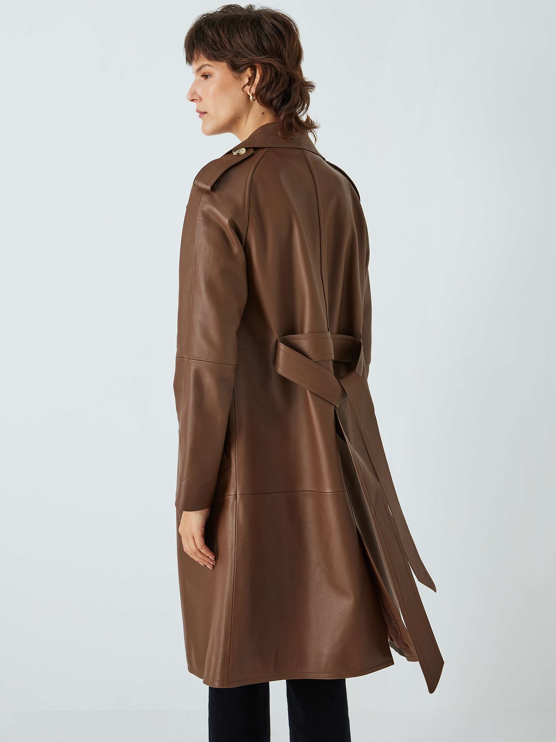 Buy John Lewis Leather Trench Coat, Tobacco Brown Online at johnlewis.com