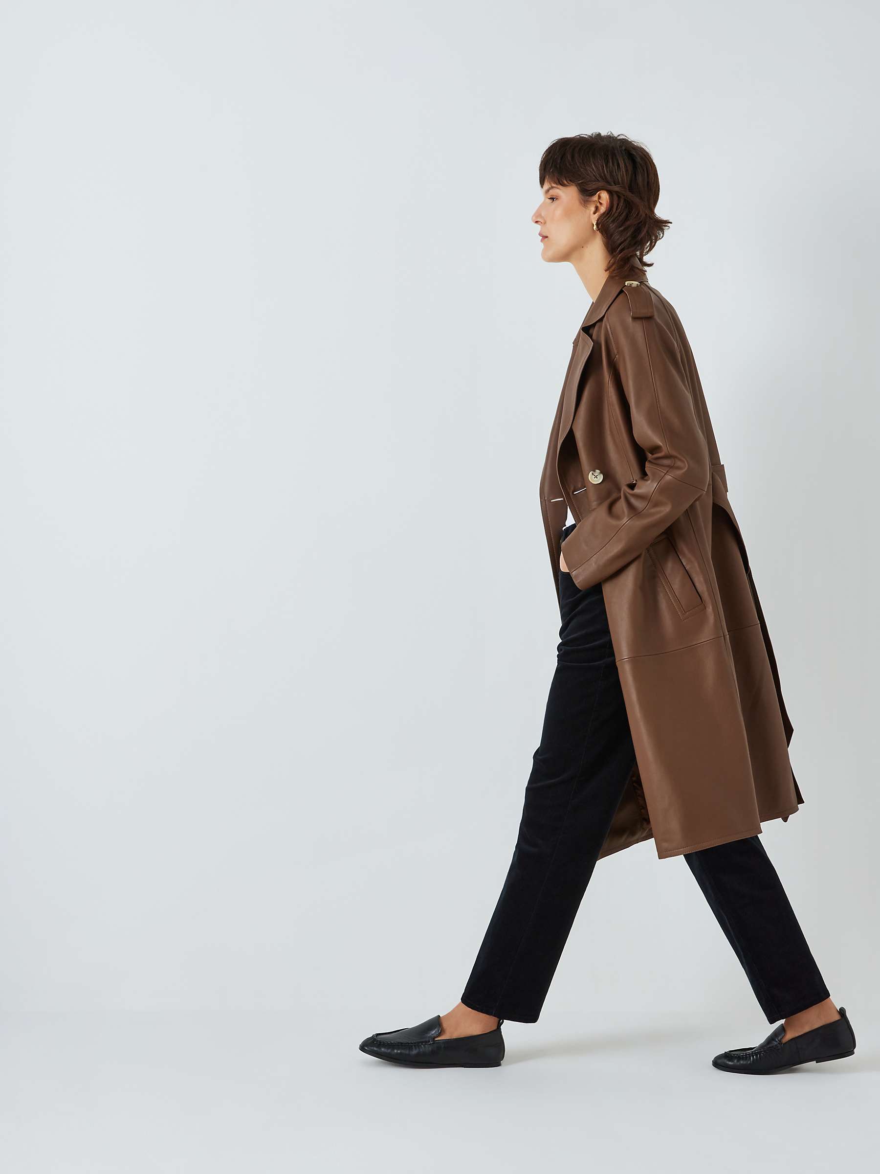 Buy John Lewis Leather Trench Coat, Tobacco Brown Online at johnlewis.com