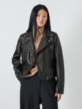 John Lewis Leather Biker Jacket, Black