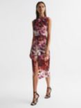 Reiss Vega Floral Midi Dress, Berry/Multi