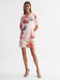 Reiss Tory Floral Mini Dress, Blush/Multi