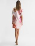 Reiss Tory Floral Mini Dress, Blush/Multi