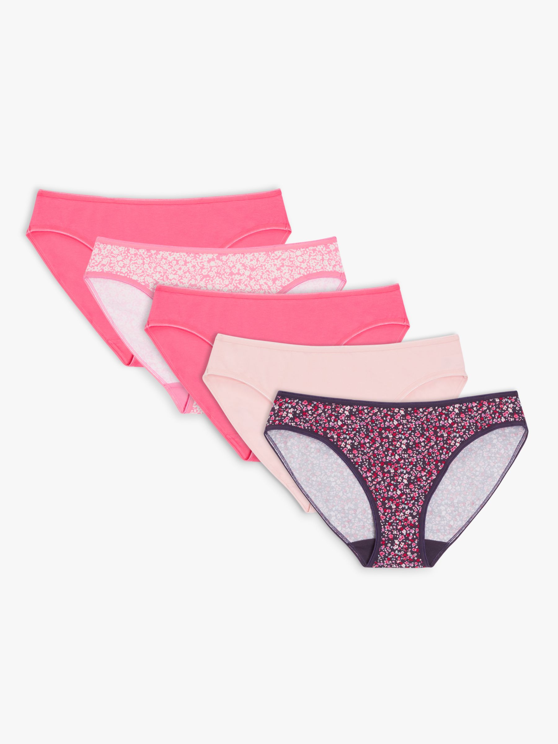 John Lewis ANYDAY Helenca Lace Bikini Knickers, Pack of 3, Pink