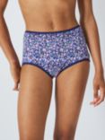 John Lewis Plain and Printed Full Briefs, Pack of 5, Blue Florals