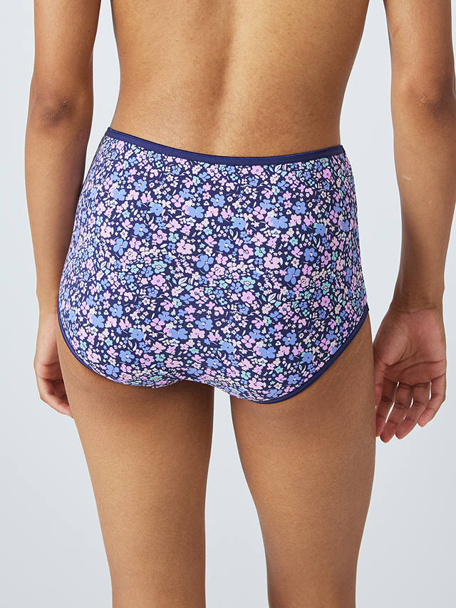 John Lewis Plain and Printed Full Briefs, Pack of 5, Blue Florals