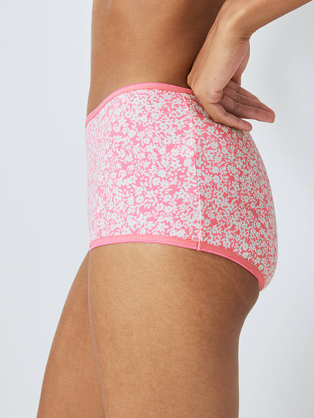 John Lewis Plain and Printed Full Briefs, Pink Florals