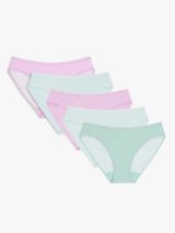 John Lewis ANYDAY Helenca Lace Bikini Knickers, Pack of 3, Pink/Shell/Aubergine  at John Lewis & Partners