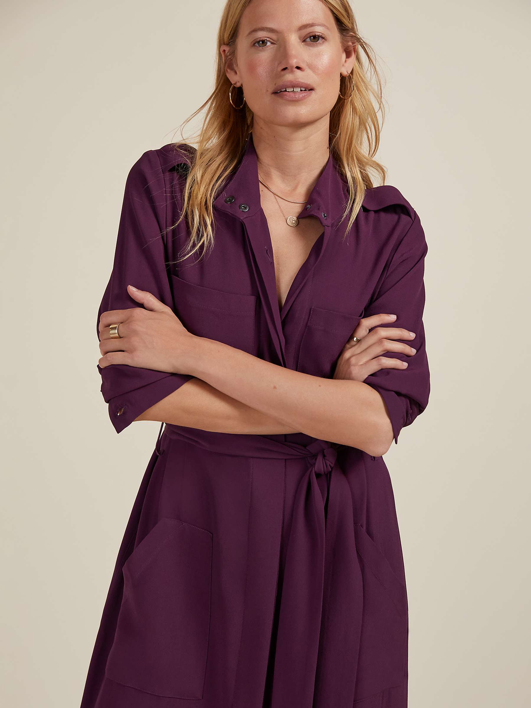 Buy Baukjen Sienna Ecojilin Utility Shirt Dress, Dark Cherry Online at johnlewis.com