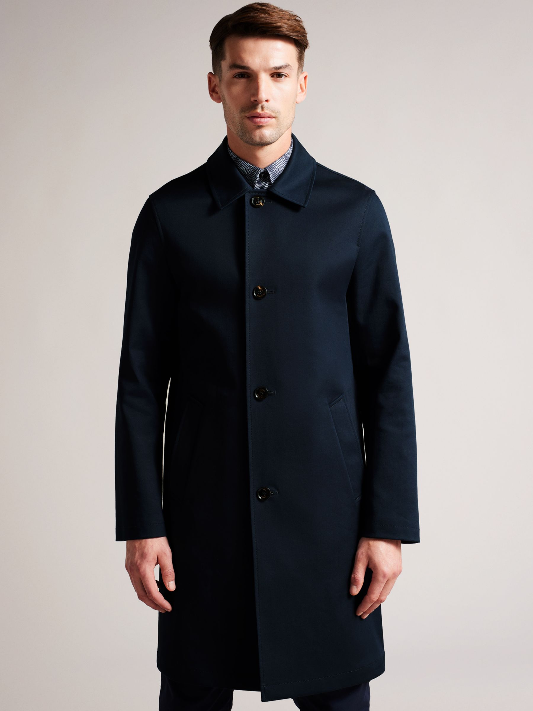 Ted Baker House Check Lined Mac, Navy, XS