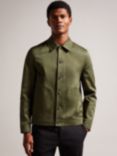 Ted Baker Slim Fit Cotton Sateen Jacket, Dark Green, Dark Green