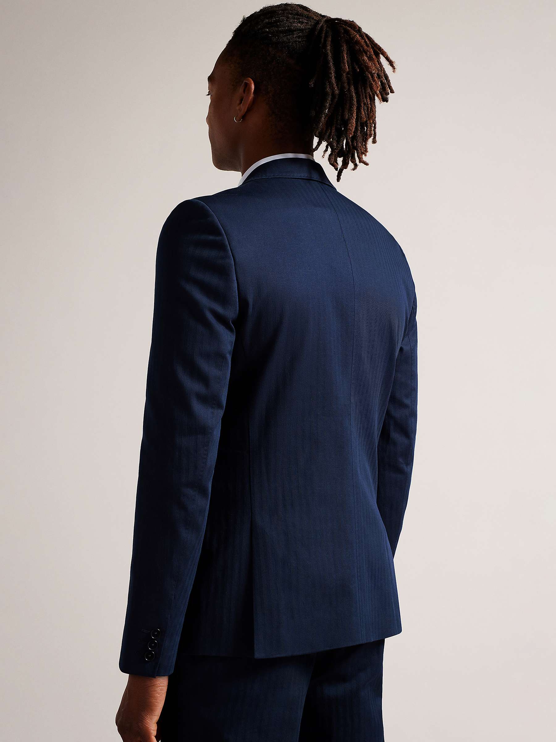 Buy Ted Baker Shakerj Slim Fit Cotton Linen Jacket, Navy Online at johnlewis.com