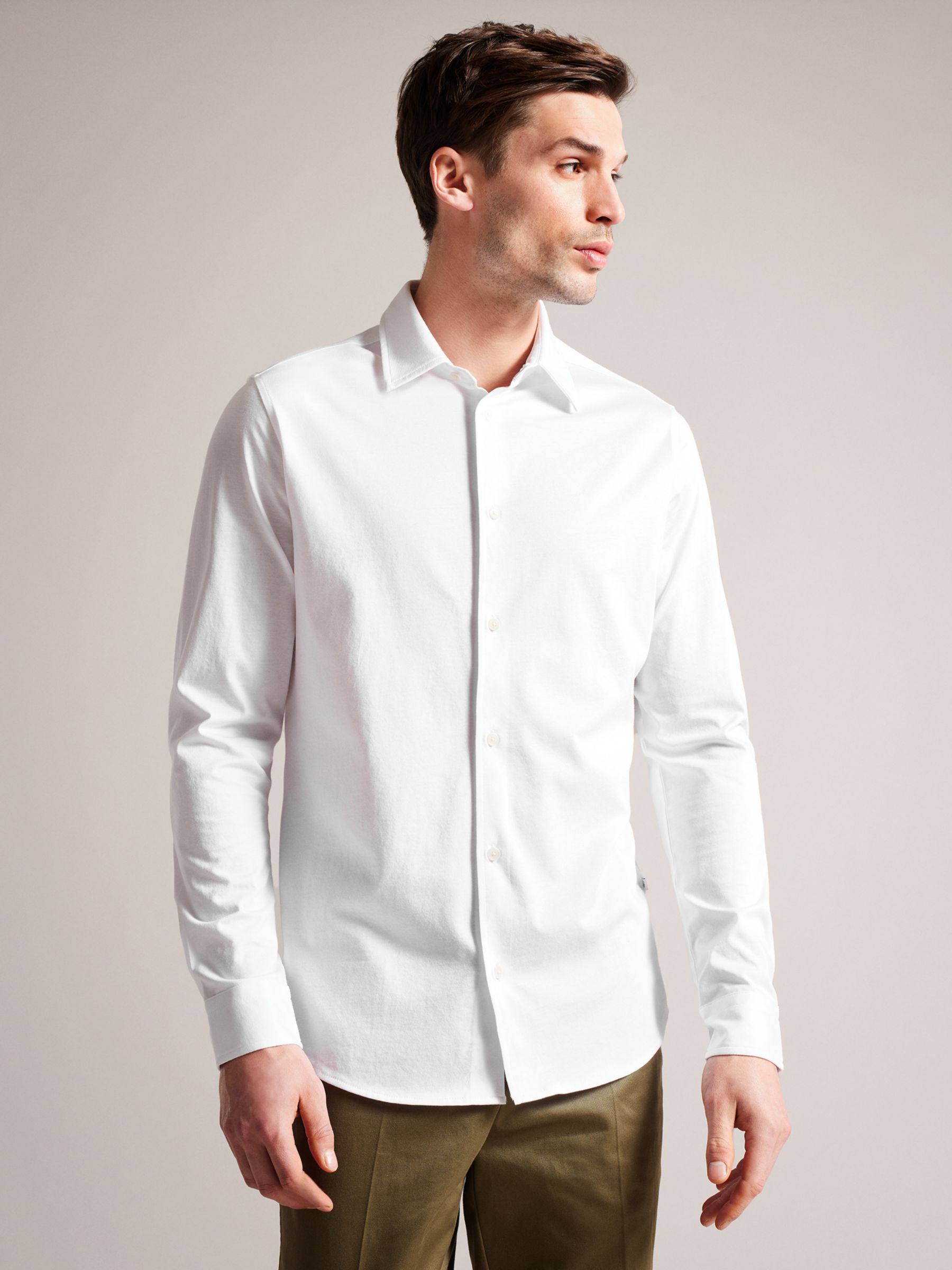 Ted Baker Marros Regular Fit Shirt, White at John Lewis & Partners