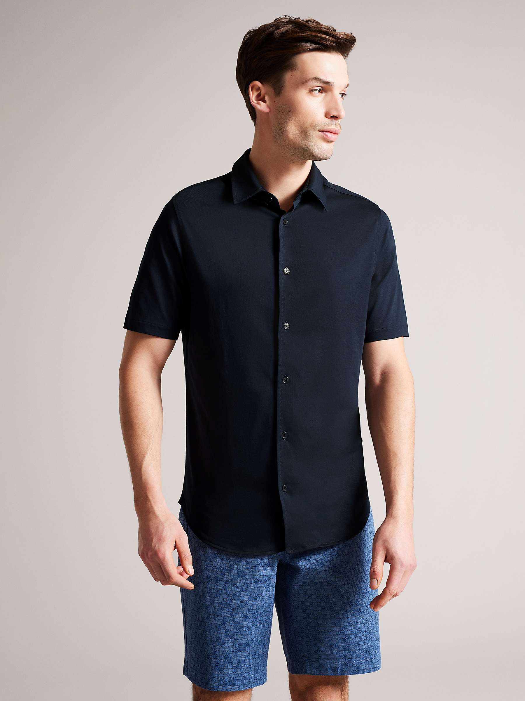 Ted Baker Marrsho Short Sleeve Shirt, Navy at John Lewis & Partners