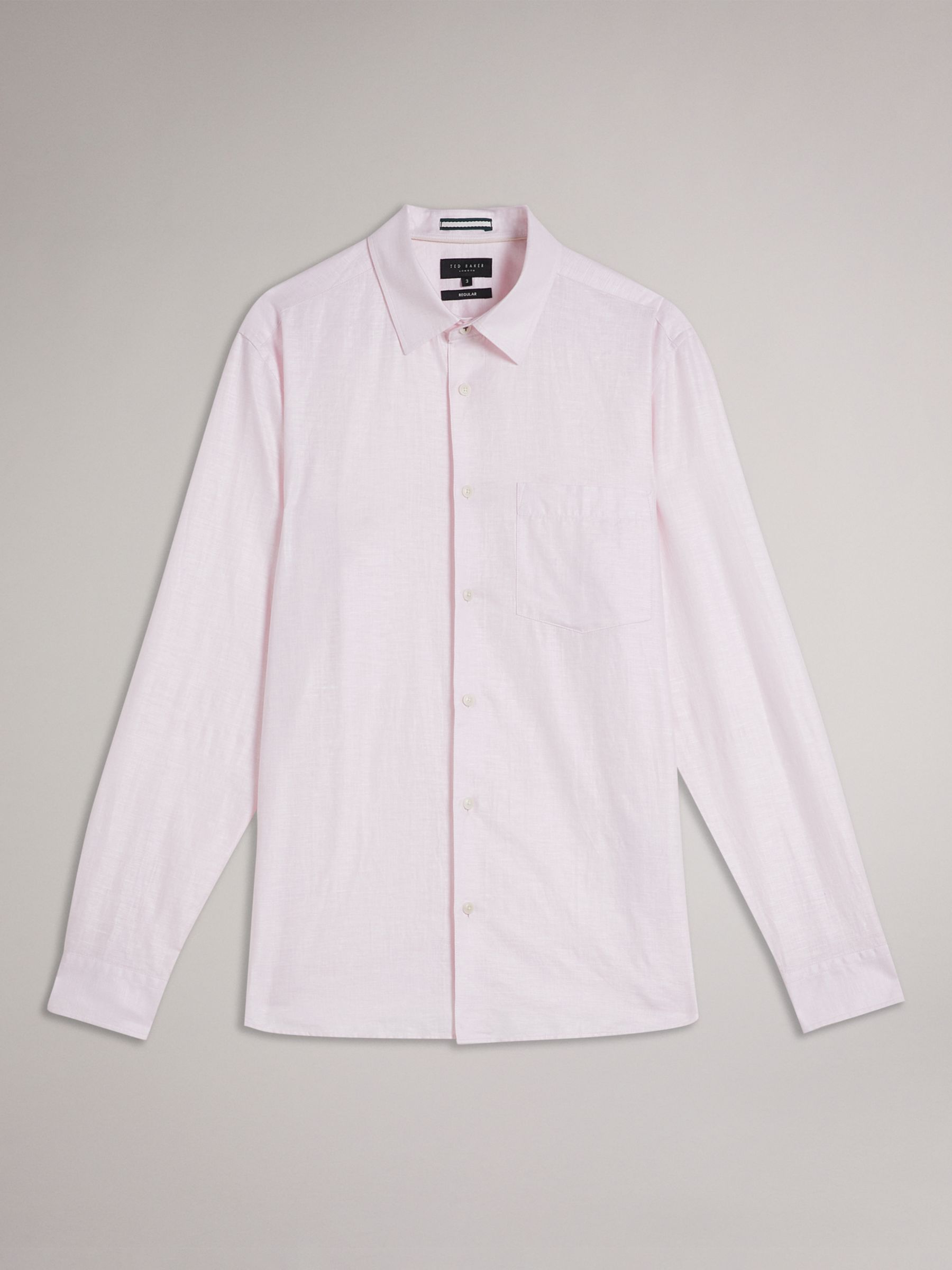 Ted Baker Kingwel Regular Fit Linen Blend Shirt, Light Pink at John ...