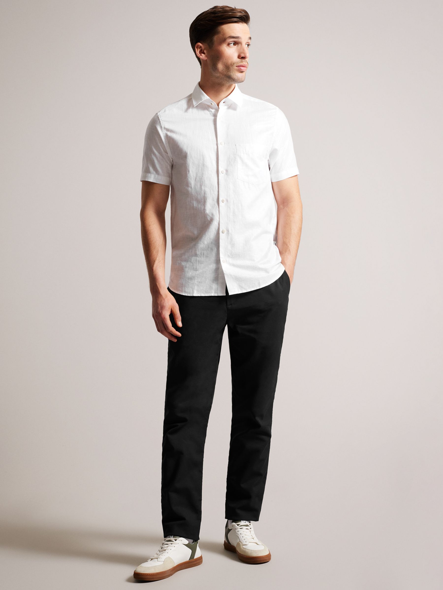 Ted Baker Kingfrd Linen Shirt, White at John Lewis & Partners