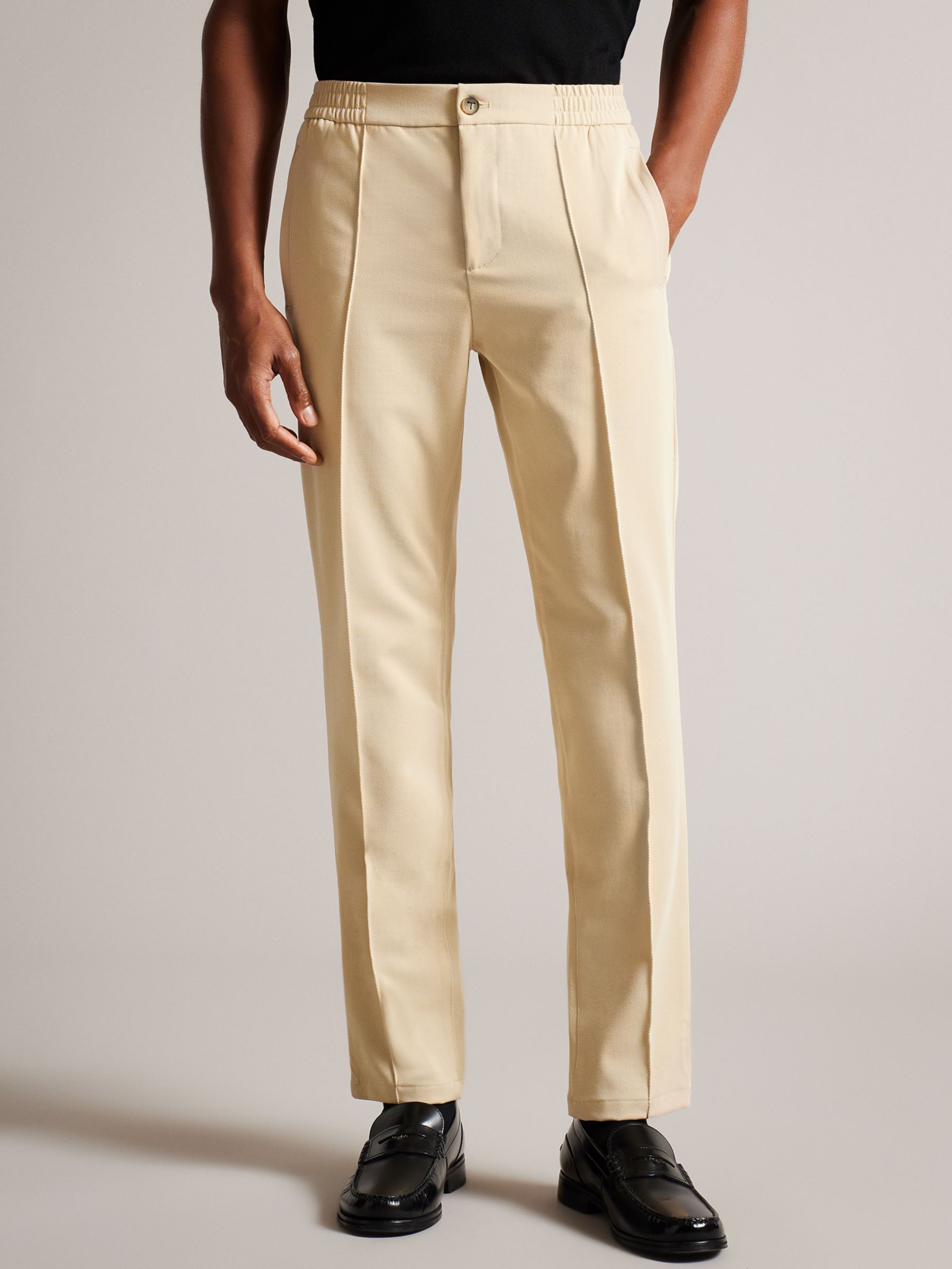 Ted Baker Rodny Irvine Slim Fit Elasticated Trousers, Stone at John ...