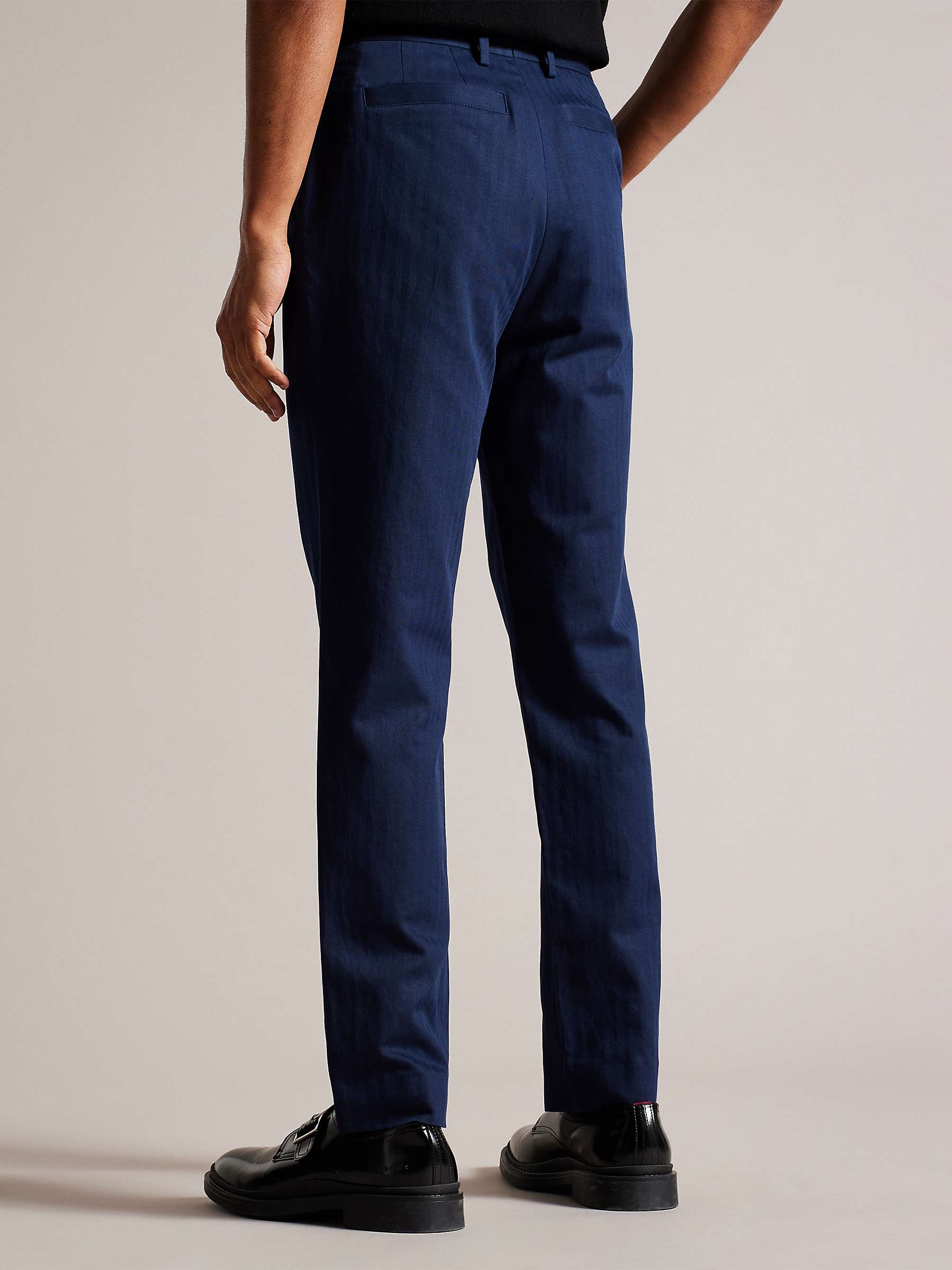 Buy Ted Baker Shakert Slim Fit Herringbone Trousers, Navy Online at johnlewis.com