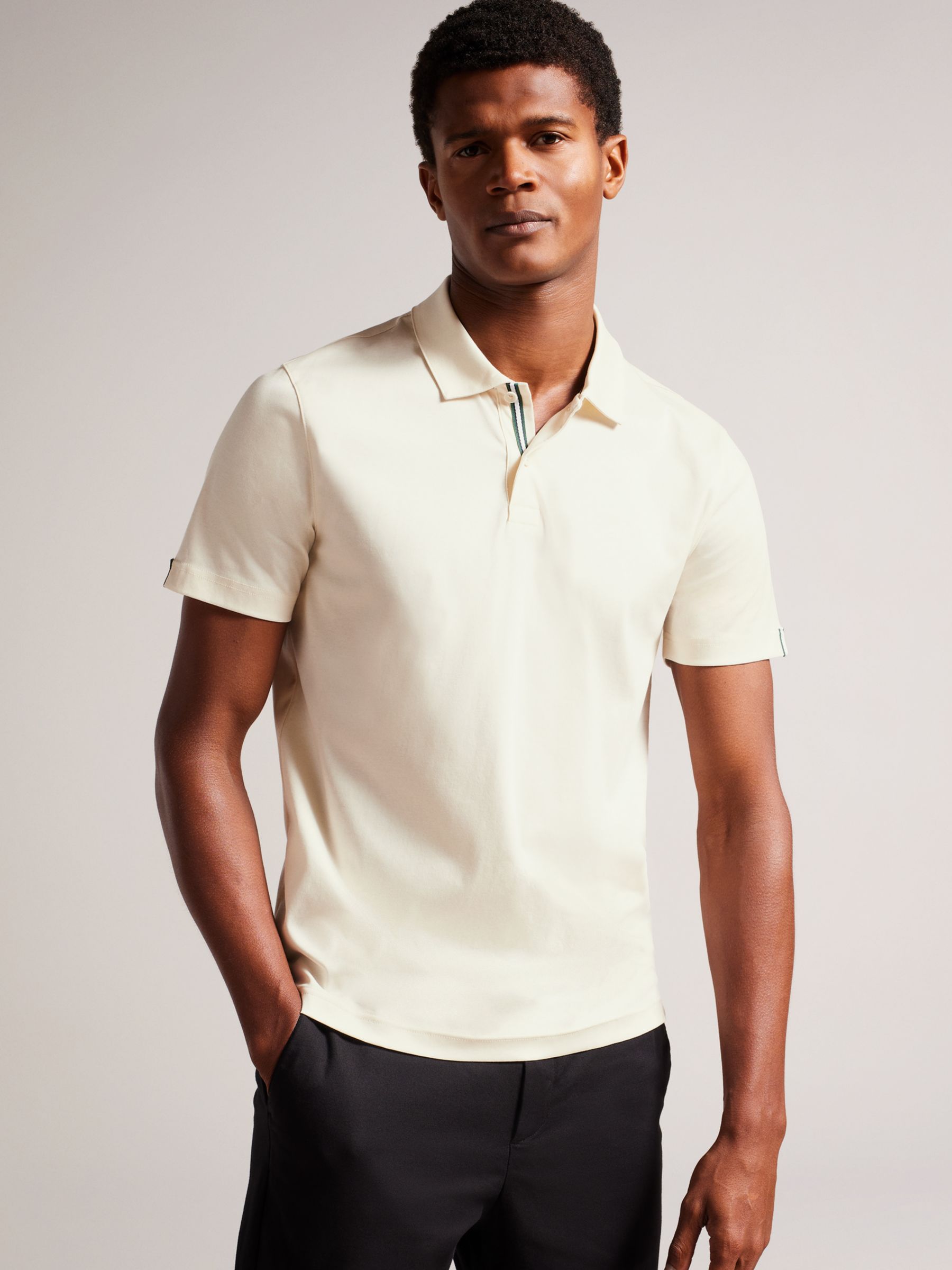 Ted Baker Short Sleeve Slim Soft Touch Polo Top, White, M