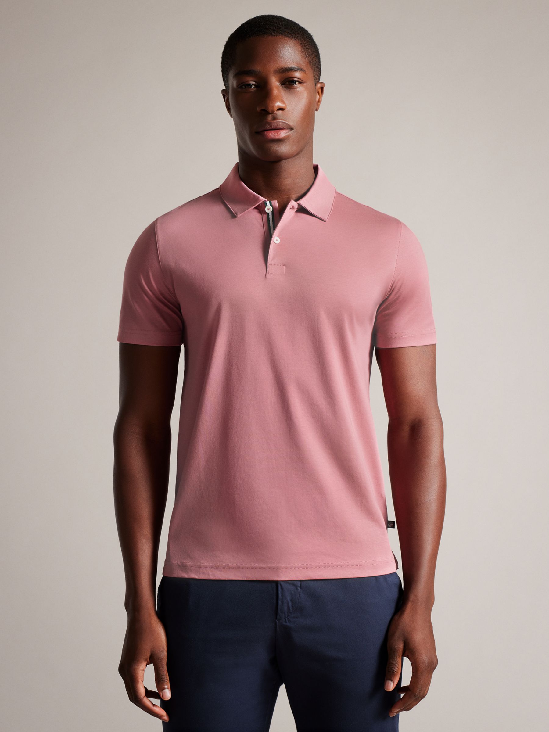 Ted Baker Zeiter Jersey Polo Short Sleeve Shirt, Mid-pink at John Lewis ...