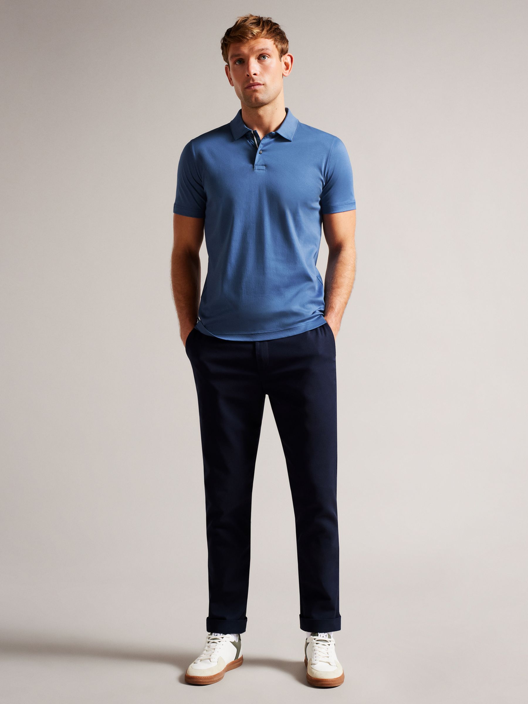 Ted Baker Zeiter Slim Fit Polo Shirt, Dark Blue at John Lewis & Partners