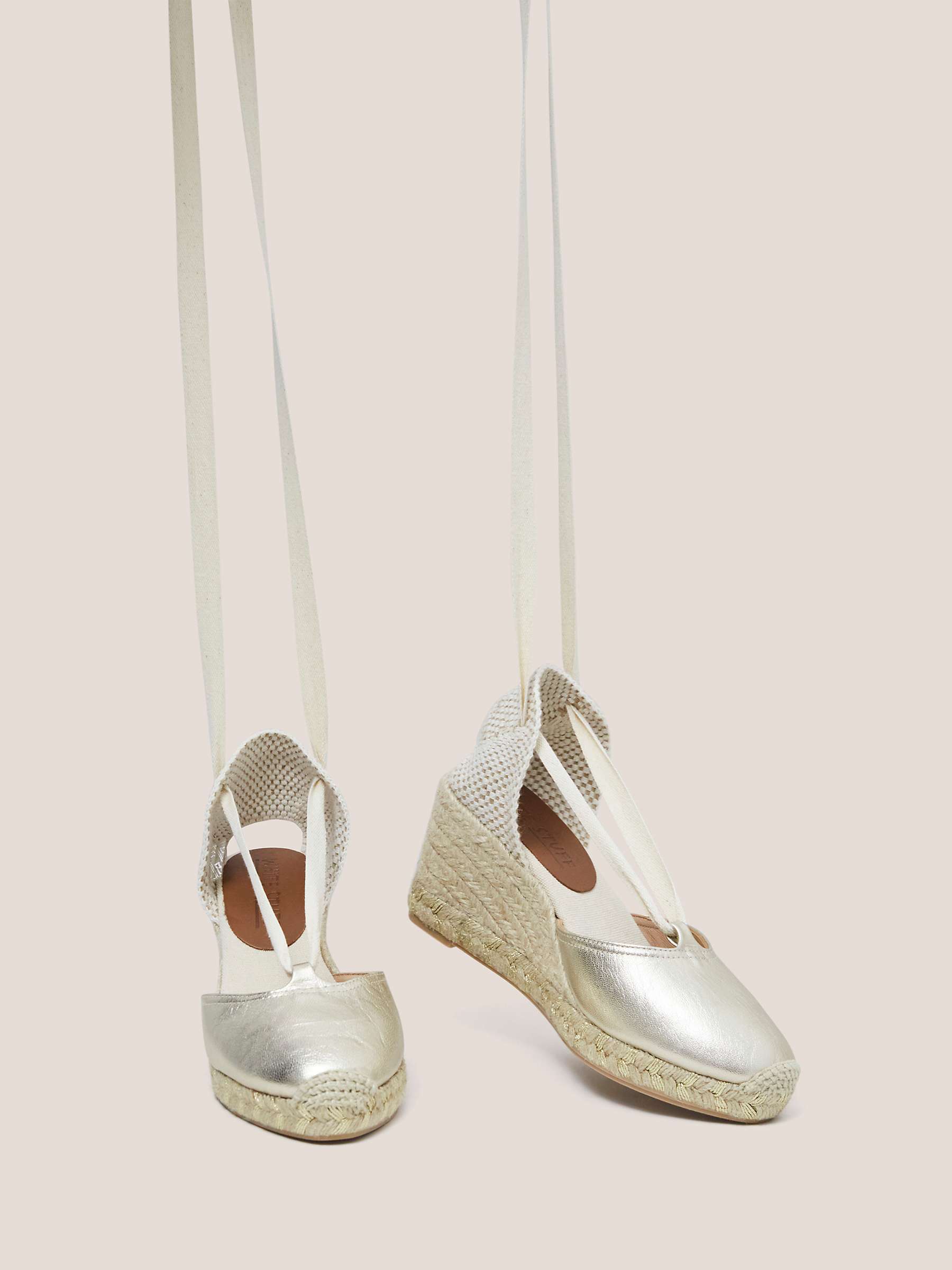 Buy White Stuff Leather Espadrille Wedge Heel Sandals, Gold Online at johnlewis.com