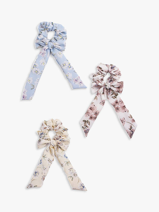 HotSquash Floral Bow Scrunchies, Pack of 3, Multi