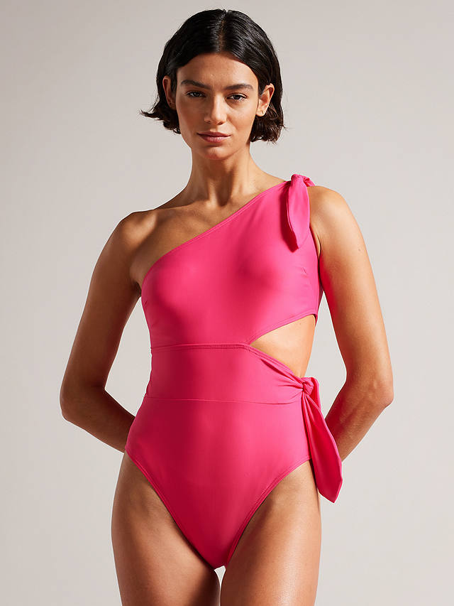 Ted Baker Astile Asymmetric Neck Swimsuit, Bright Pink