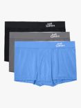 JustWears Active Trunks, Pack of 3, Blue/Grey/Black