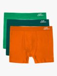 JustWears Pro Boxers, Pack of 3, Orange/Dark Green/Light Green