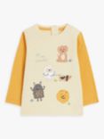 John Lewis Baby Monster Dog Embroidered Top, Yellow
