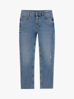 HUSH Dylan Straight Authentic Cropped Jeans, Wash Blue, 4S