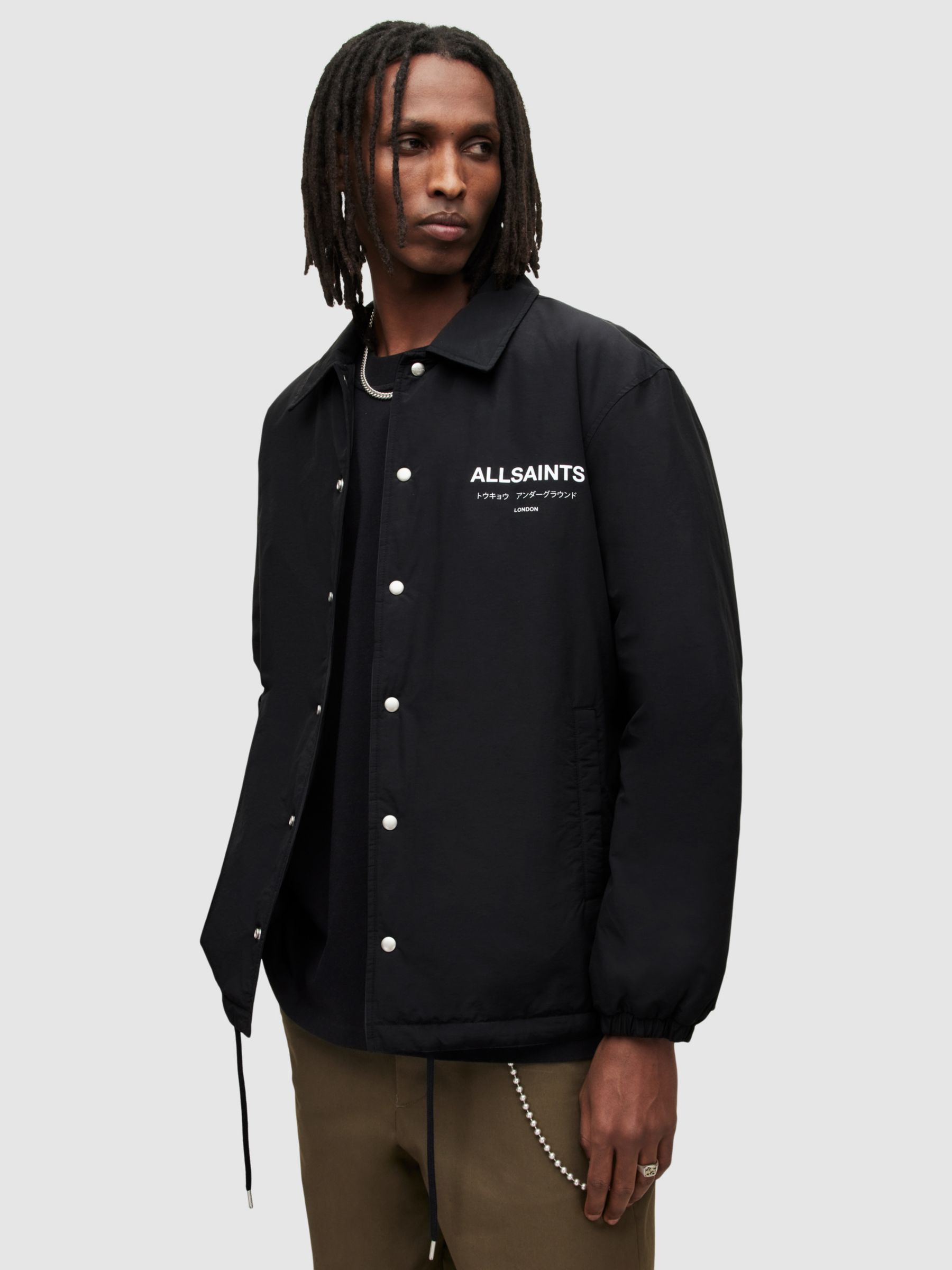 AllSaints Underground Coach Jacket, Black, XS