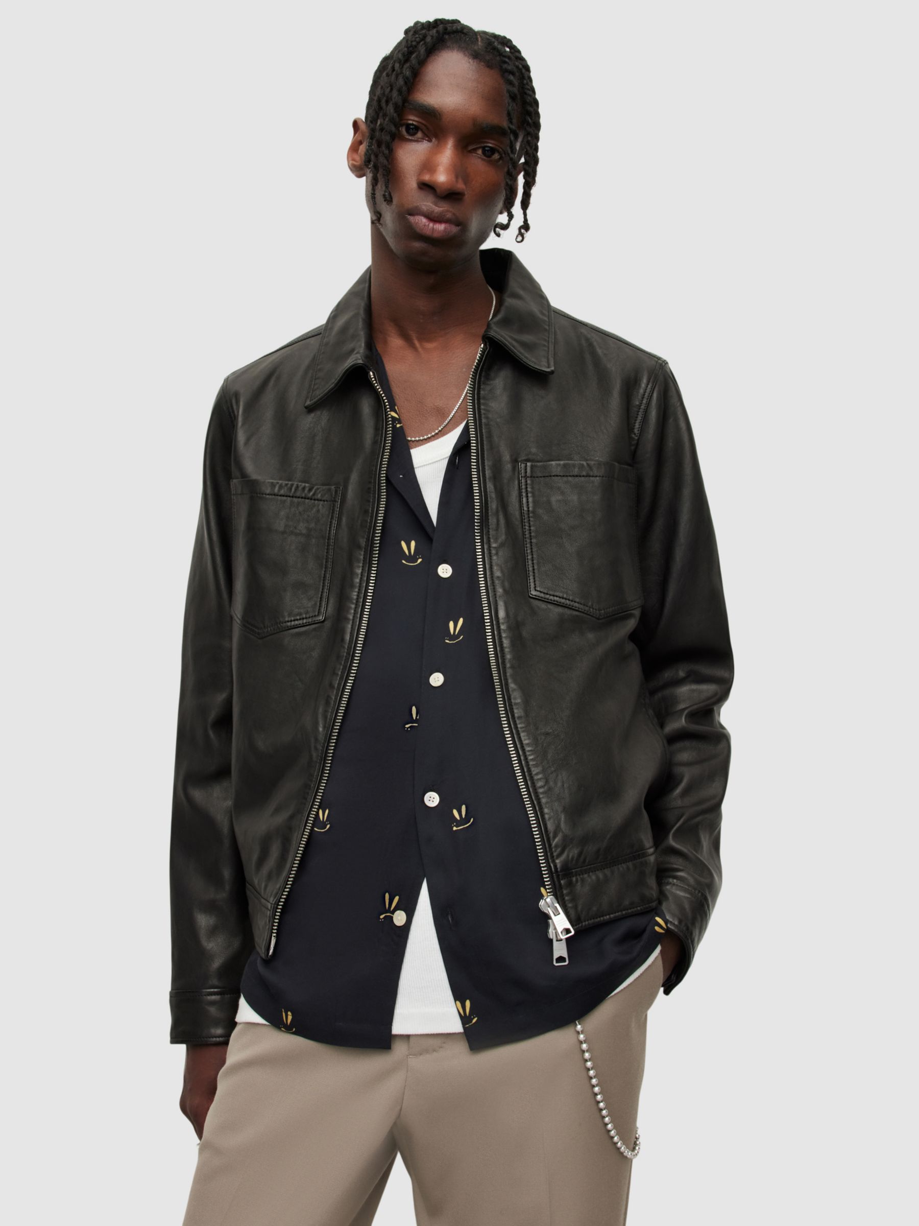 AllSaints Aloy Leather Jacket, Black