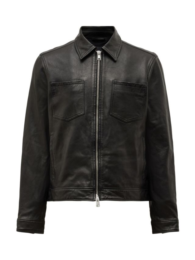 AllSaints Aloy Leather Jacket, Black, XS