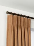 John Lewis Select Curtain Pole with Rings and Disc Finial, Wall Fix, Dia.25mm, Satin Antique Brass