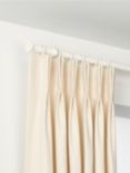 John Lewis Select Curtain Pole with Rings and Disc Finial, Wall Fix, Dia.25mm, Satin Chalk