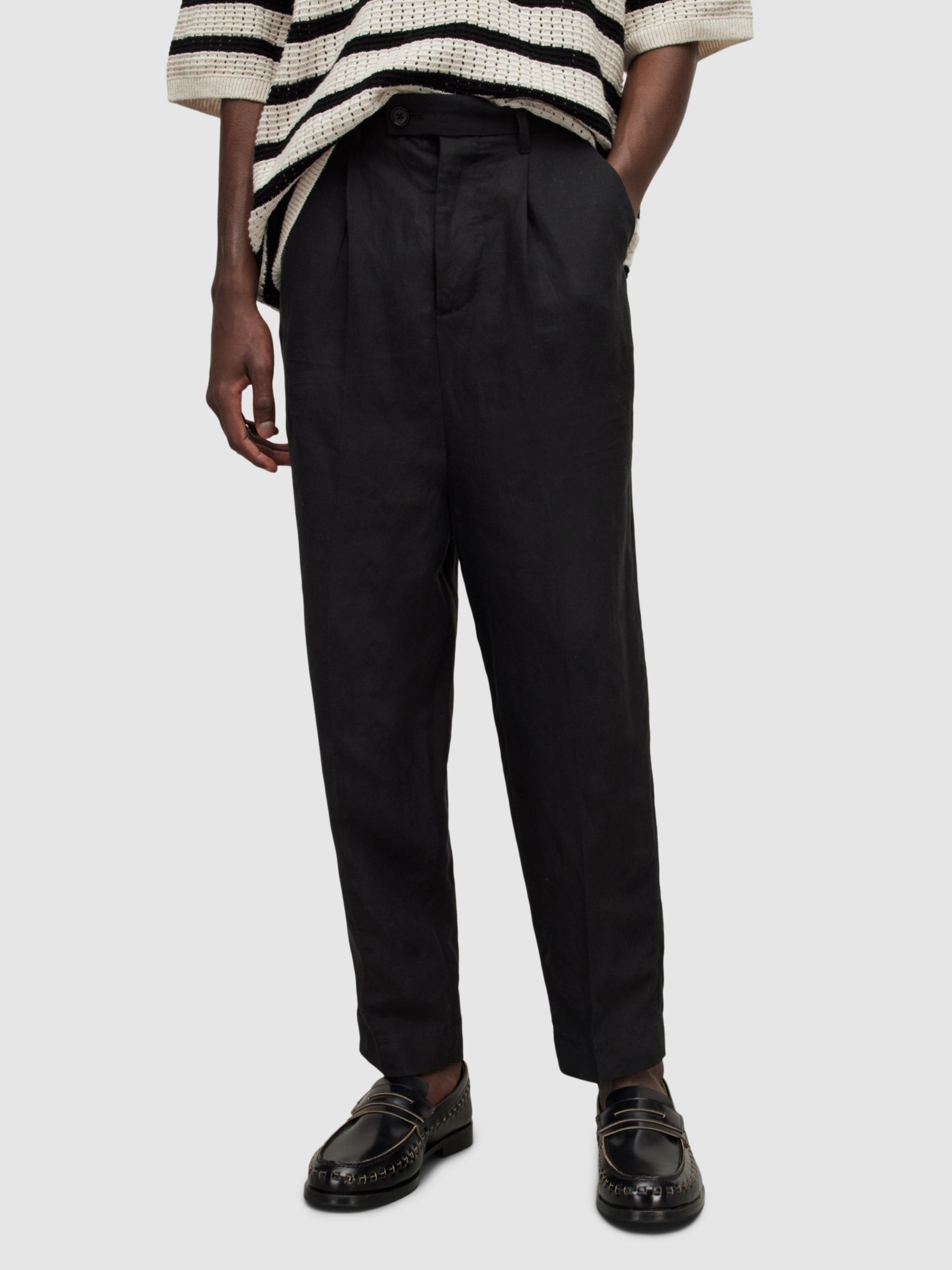 AllSaints Pace Tapered Crop Trousers, Black