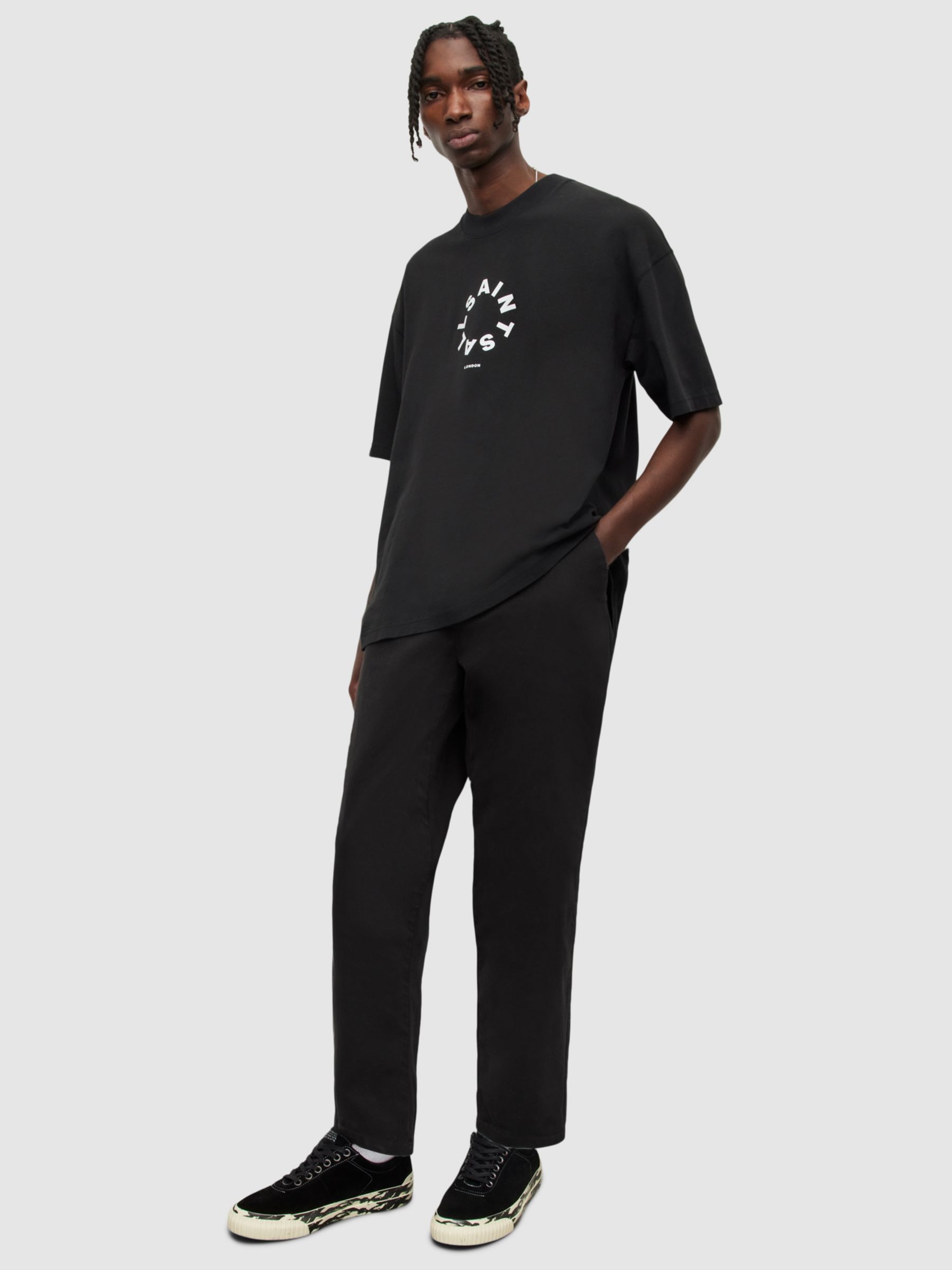 AllSaints Walde Skinny Fit Chinos, Koto Black at John Lewis & Partners