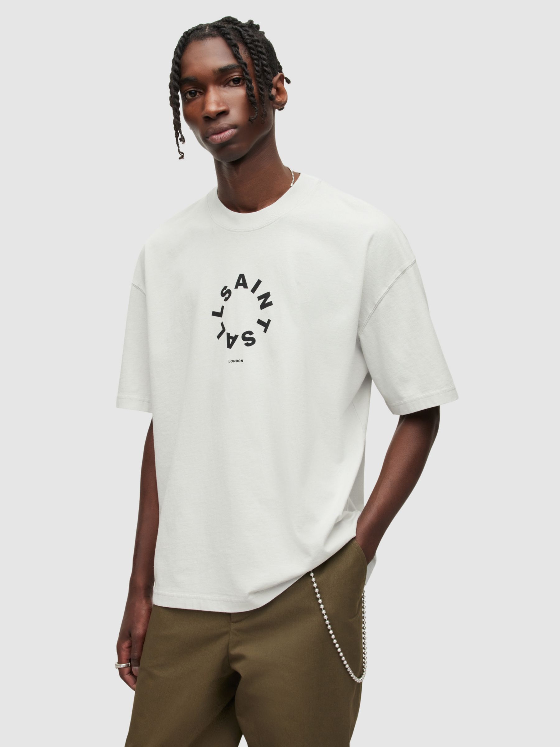 AllSaints Tierra Crew Neck T-Shirt, Cool Grey, L