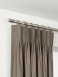 John Lewis Select Curtain Pole with Rings and Barrel Finial, Wall Fix, Dia.25mm, Brushed Steel