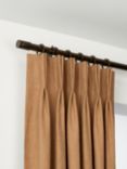 John Lewis Select Curtain Pole with Rings and Barrel Finial, Wall Fix, Dia.25mm, Satin Antique Brass