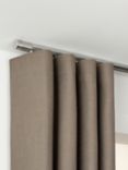 John Lewis Select Curl Gliding Curtain Pole with Barrel Finial, Ceiling Fix, Dia.30mm, Brushed Steel