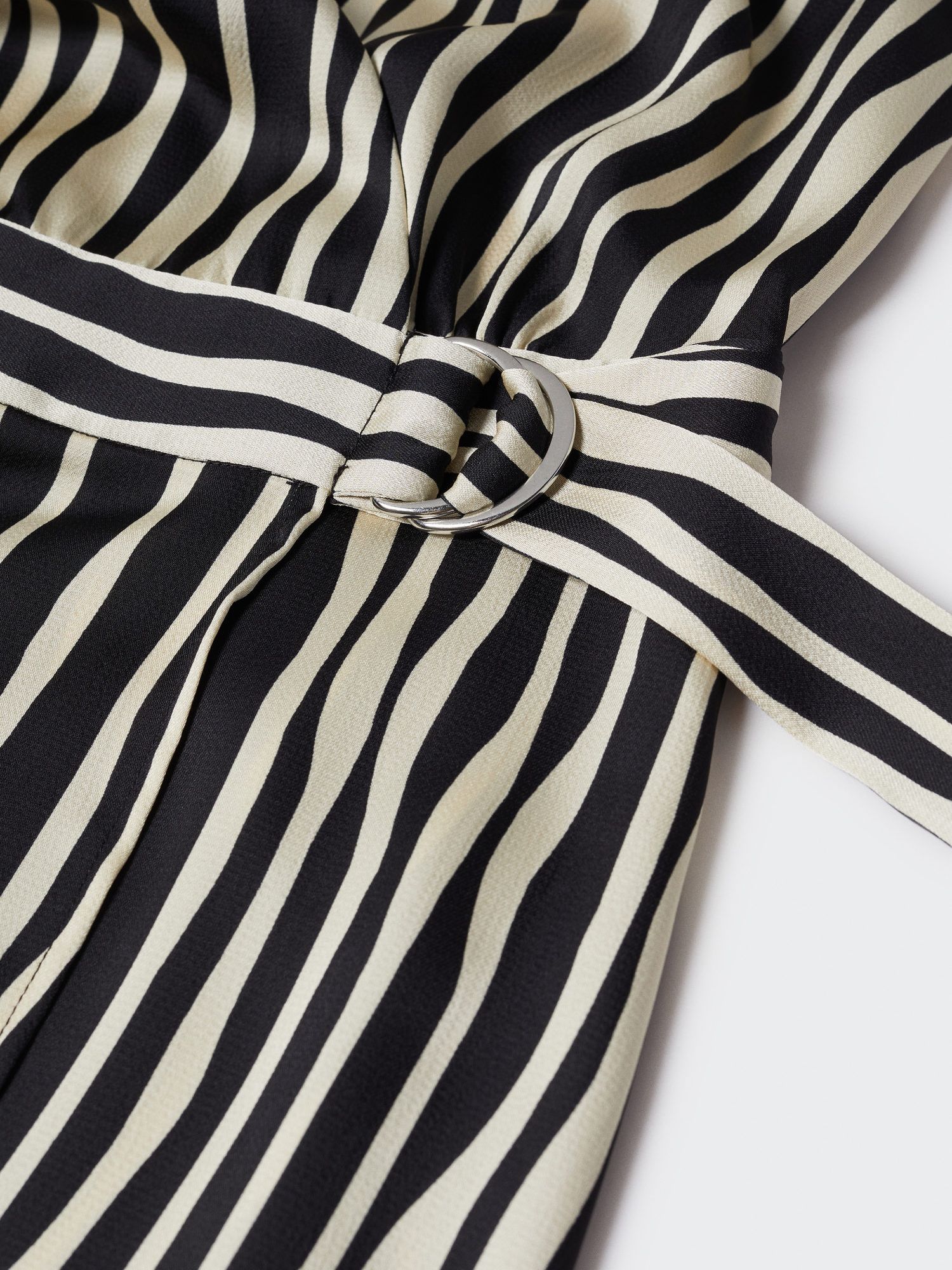 Mango Nina Stripe Midi Wrap Dress, Black/Cream at John Lewis & Partners