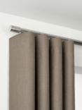 John Lewis Select Curl Gliding Curtain Pole with Barrel Finial, Wall Fix, Dia.30mm, Brushed Steel