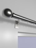 John Lewis Select Curl Gliding Curtain Pole with Ball Finial, Wall Fix, Dia.30mm, Brushed Steel