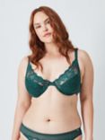 AND/OR Wren Lace Underwired Plunge Bra, B-F Cup Sizes, Dark Sea