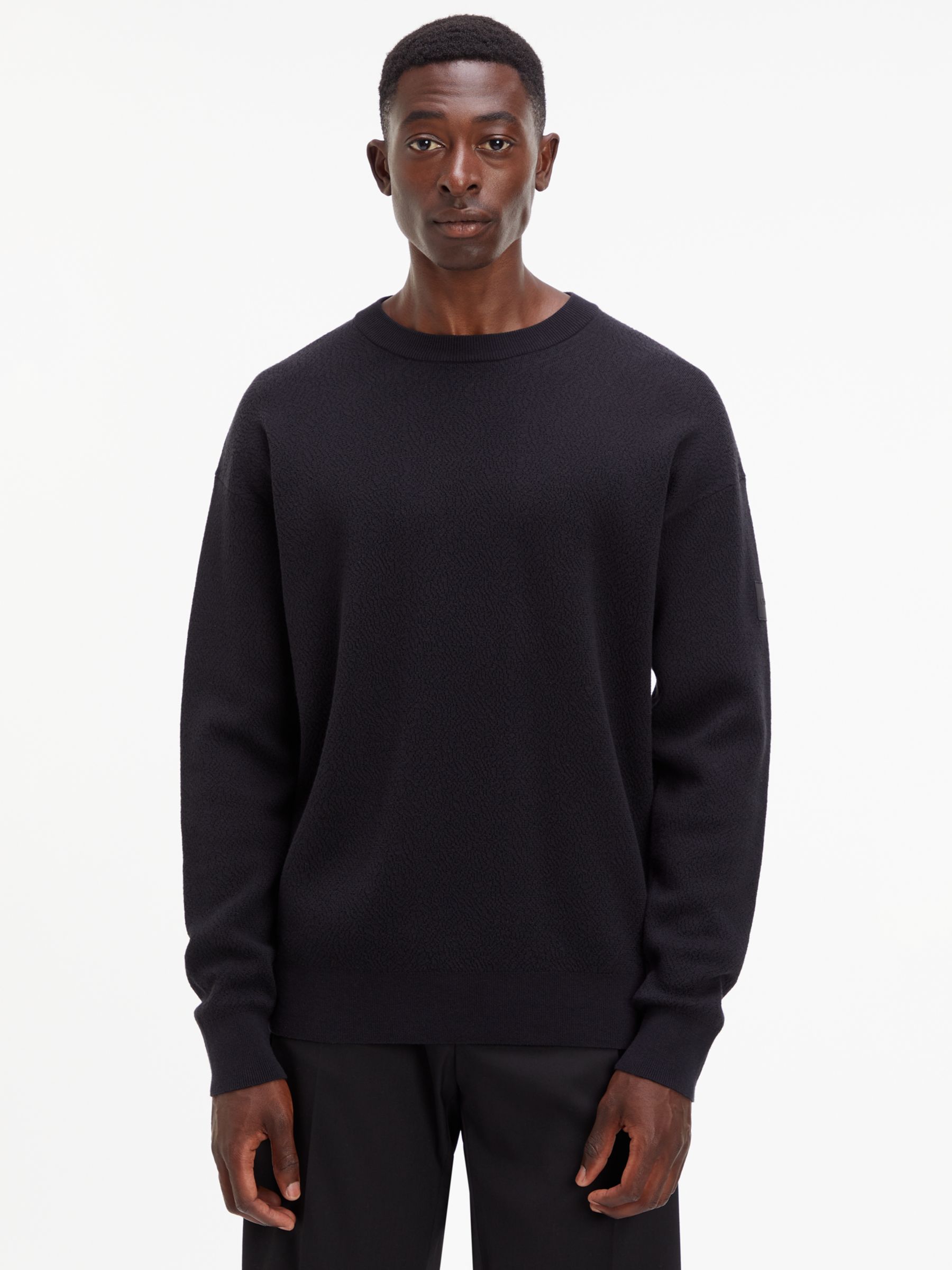 Calvin Klein Comfort Cotton Blend Jumper, Ck Black at John Lewis & Partners